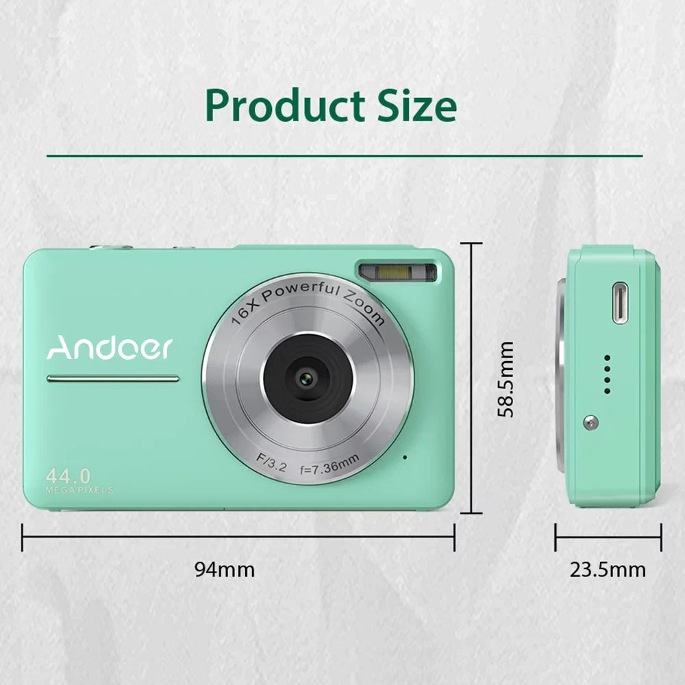 Andoer Portable 1080P Digital Video Camcorder 44MP Auto Focus 2.5  Screen 16X Digital Zoom -shake Face Detect Smile Capture with 32GB Memory 2pcs Batteries Christmas Gift for Teens