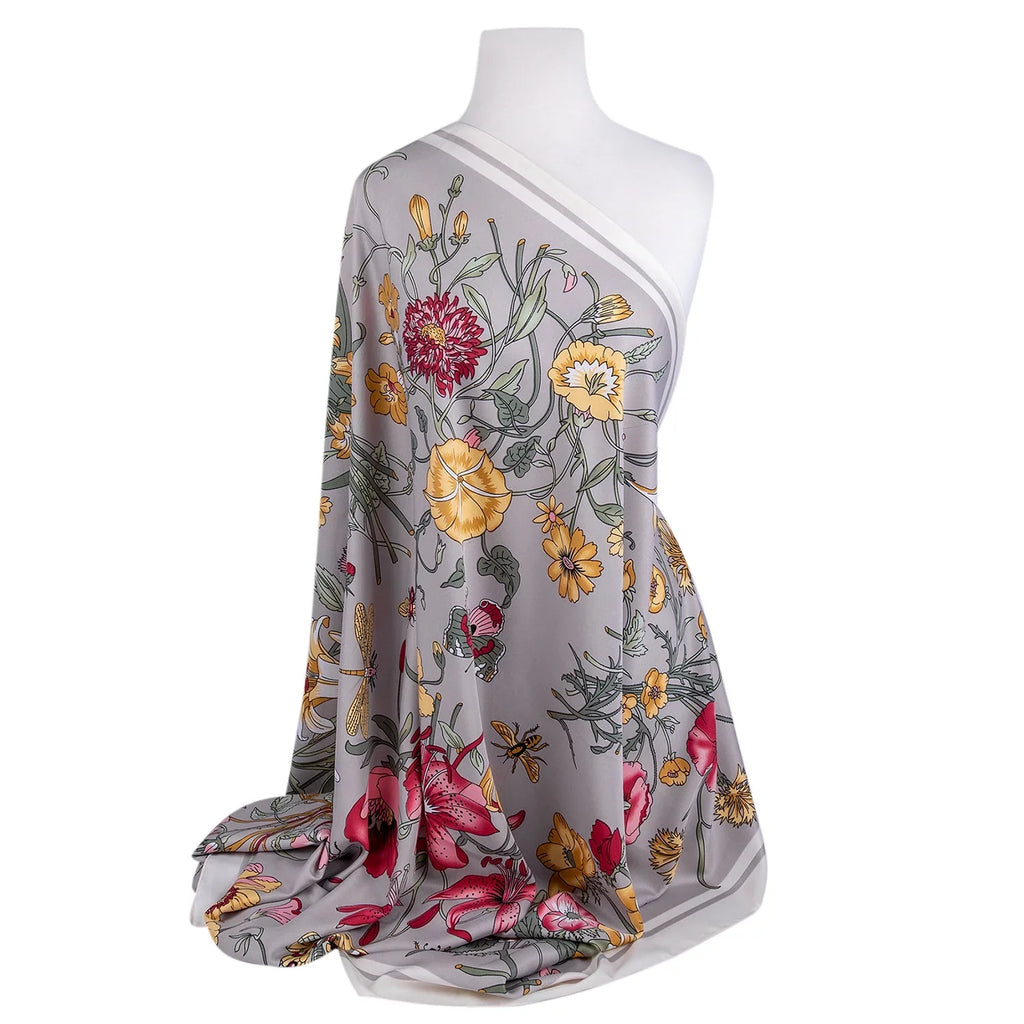 Evening Shawl and Wrap for Women Botany Beige Silk Shawl 51x51'' (130 * 130 cm) Travel Scarf Tops Fashion Shawl for Wedding