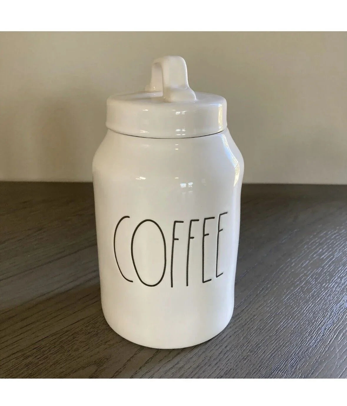 Rae Dunn  Ceramic Canister 8" tall with Black  Letters Kitchen