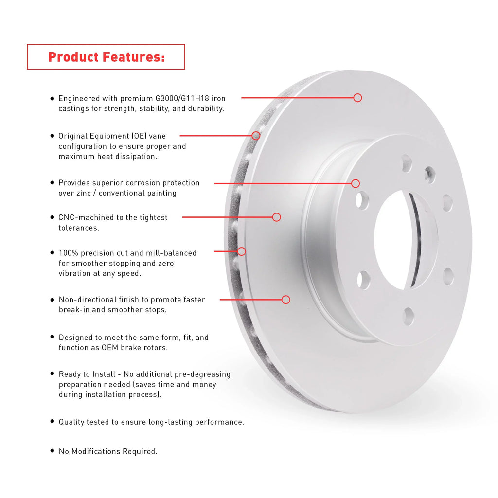 Dynamic Friction Company Front Geospec Brake Rotors with 3000 Series Ceramic Brake Pads includes Hardware 4312-91004 Fits select: 2017-2018   , 2016