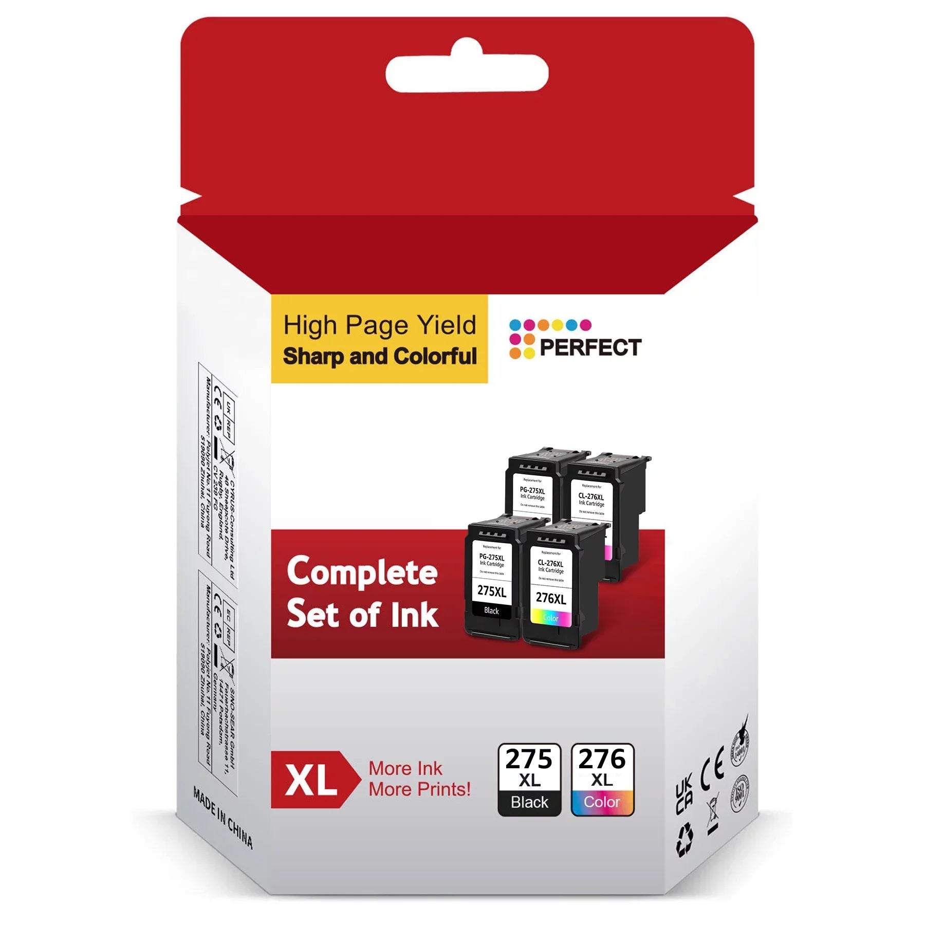 275XL and 276XL Ink Cartridges Combo Pack Replacement for Canon Printer Ink 275 276 Combo Pack 275XL 276XL -275 -276 for Pixma       (4-Pack)