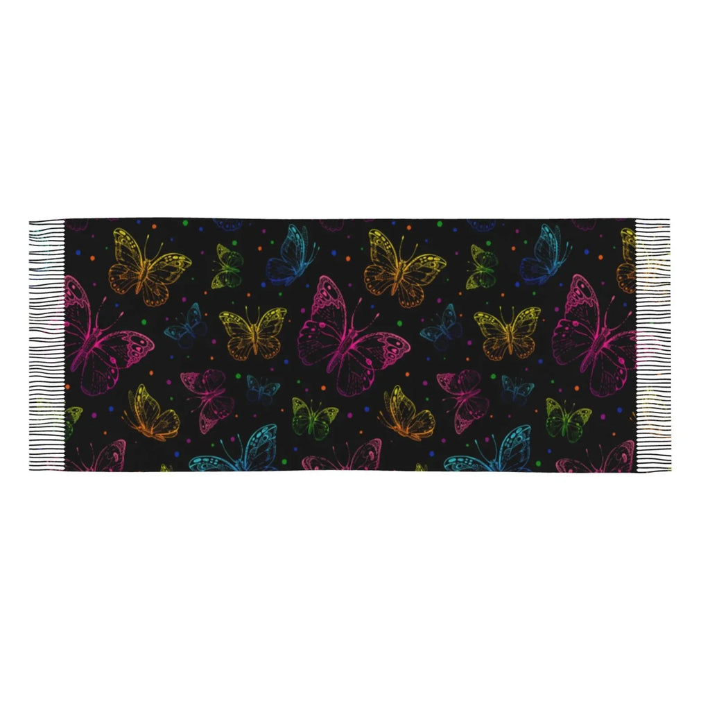 Bingfone Soft Cashmere Feel Scarf For Women Elegant Art Print Winter Warm Scarves Large Shawl Wrap Gifts- Butterfly