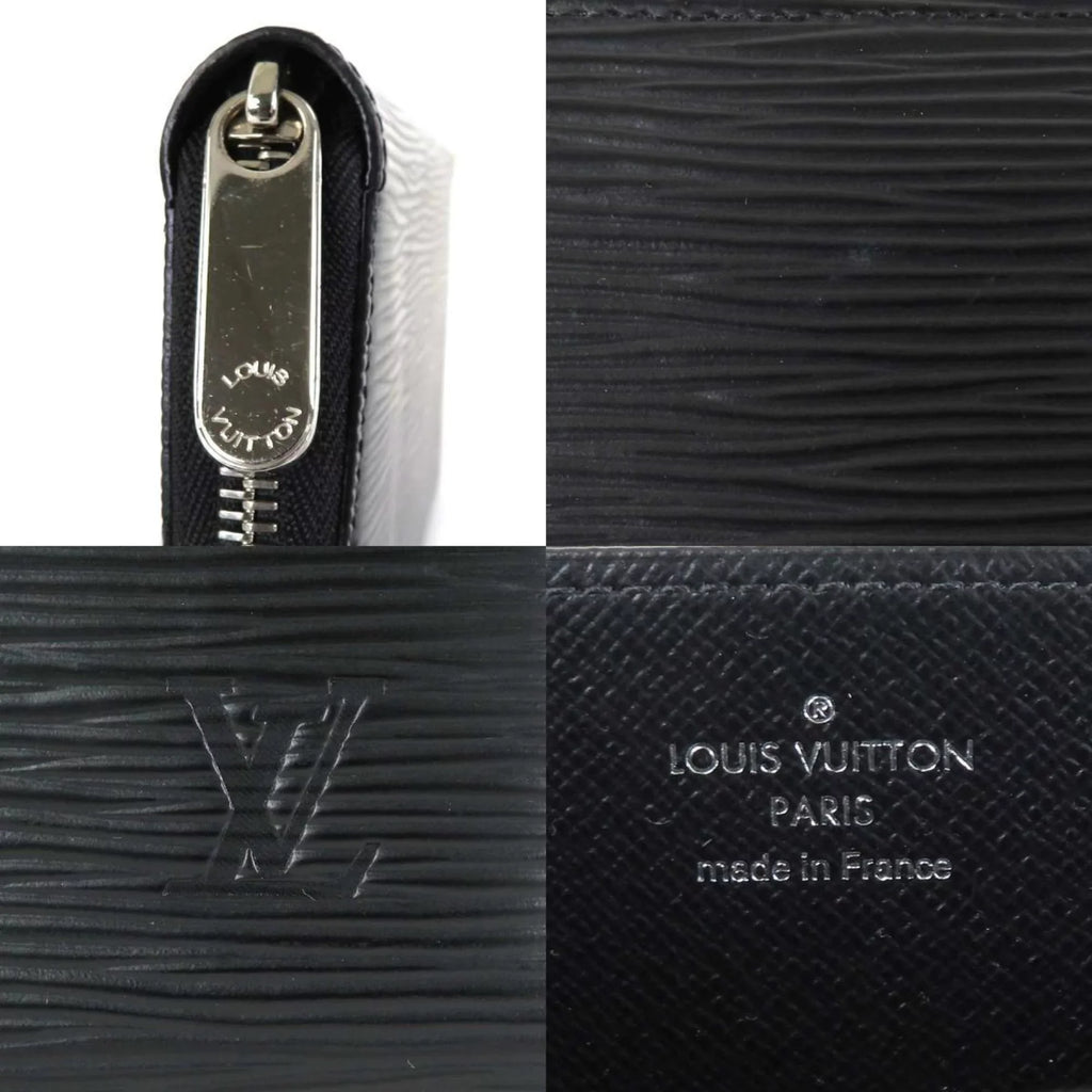 Pre-Owned Louis Vuitton   Round Zipper Long Wallet Epi Zippy Leather Black Silver Unisex (Good)