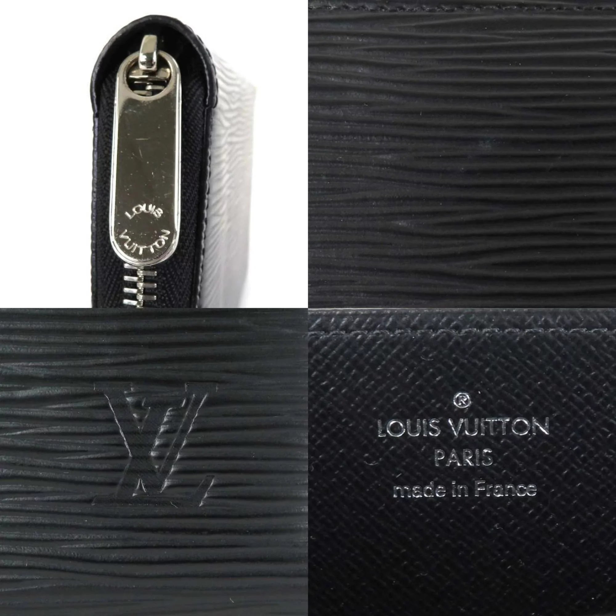 Pre-Owned Louis Vuitton   Round Zipper Long Wallet Epi Zippy Leather Black Silver Unisex (Good)