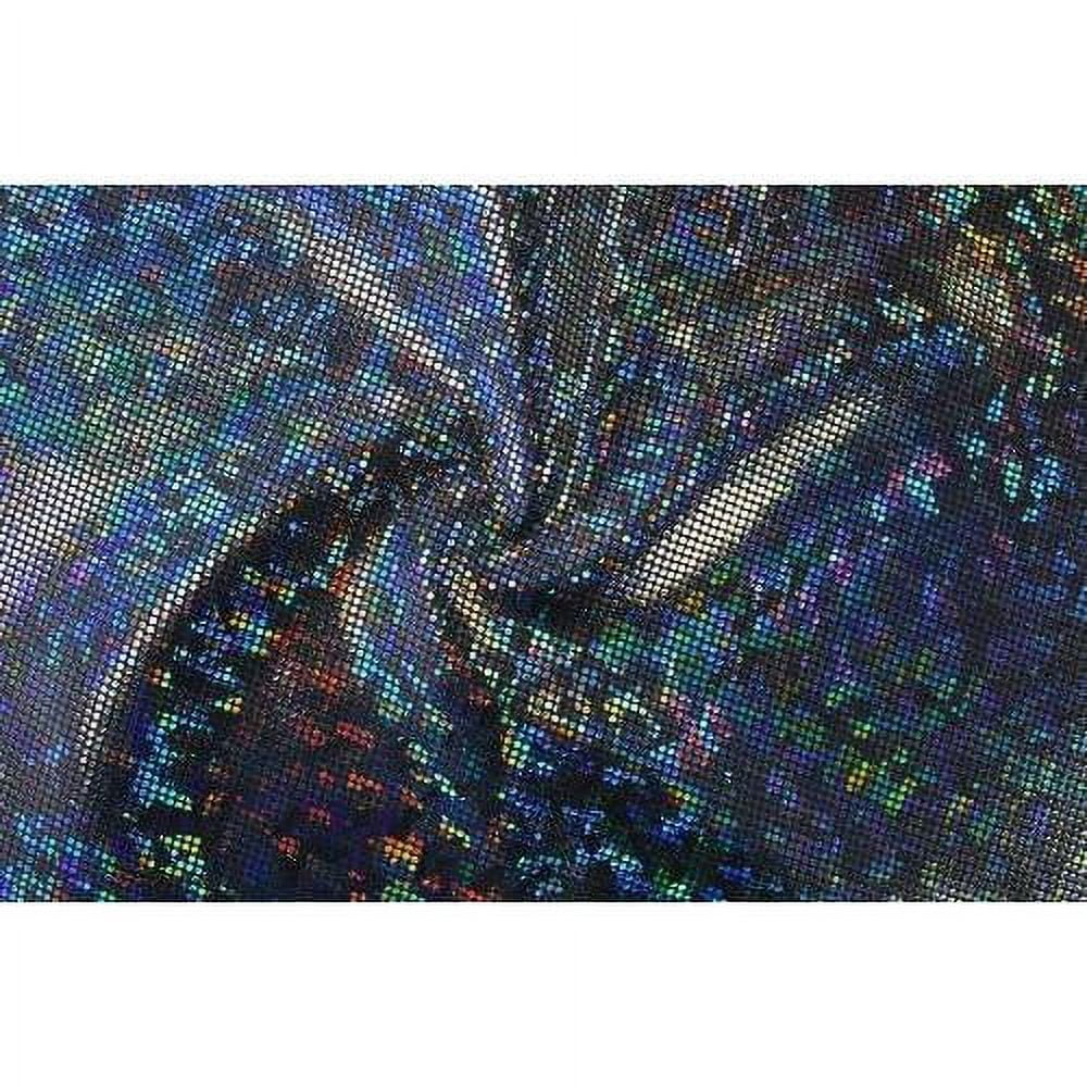 Shattered Glass Hologram-Black/Black- 4-Way Stretch Spandex Fabric For Swimwear, Gymnastics, Dance Etc.