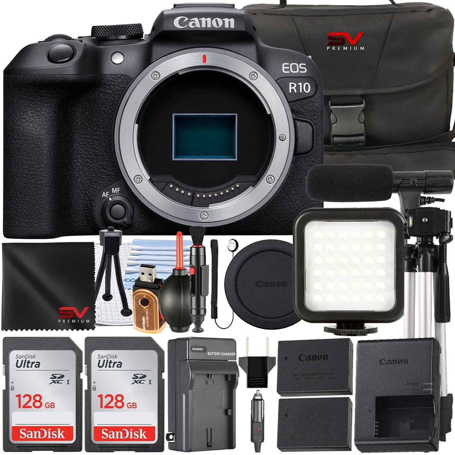 Canon   Mirrorless Camera (Body Only) with 2 Pack SanDisk 128GB Memory Card + Case +  Flash +  Premium Accessory Bundle