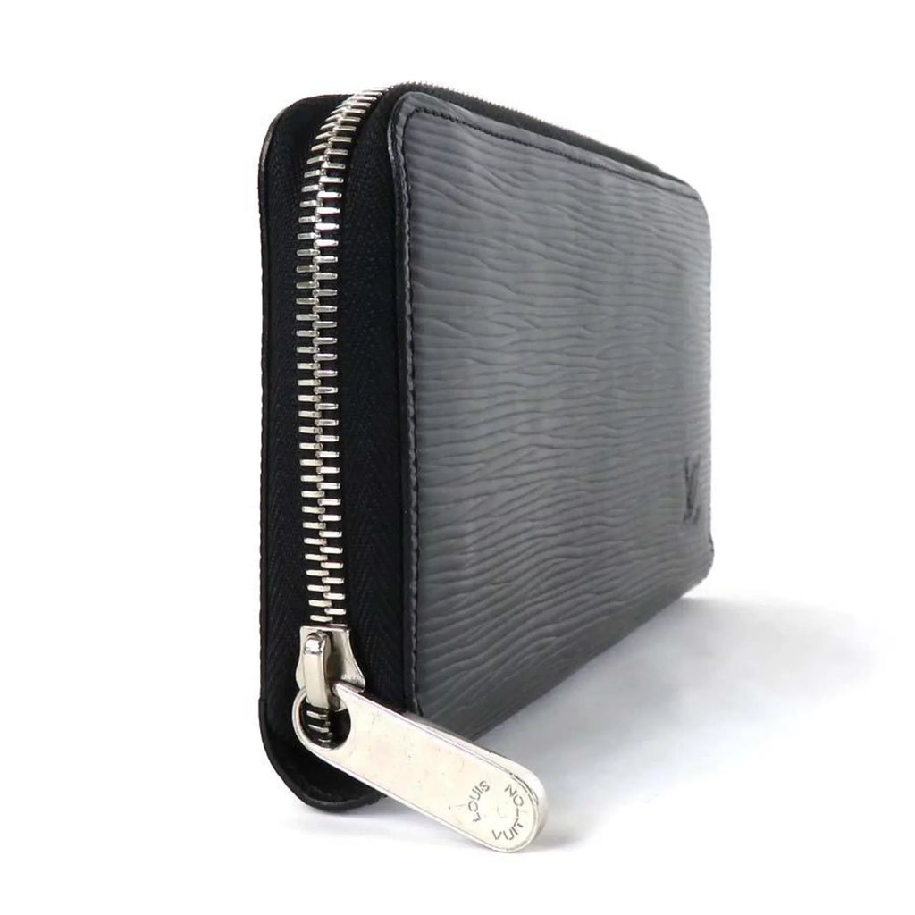 Pre-Owned Louis Vuitton   Round Zipper Long Wallet Epi Zippy Leather Black Silver Unisex (Good)