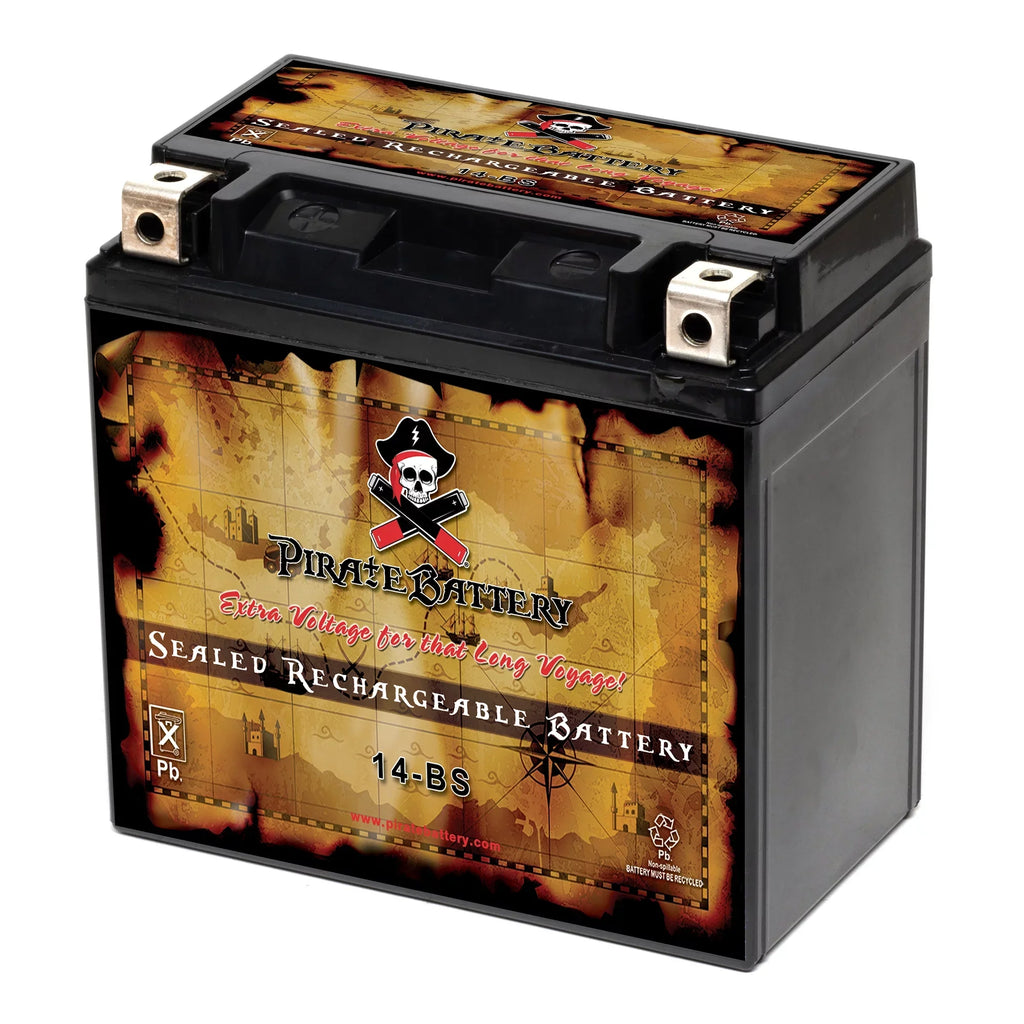 Pirate Battery - (14- 12 Volt,12 Ah, 200 ) Motorcycle Battery for Honda 1100cc Vt1100c, ,  Shadow (spirit, Aero, . . . Tourer) 2007