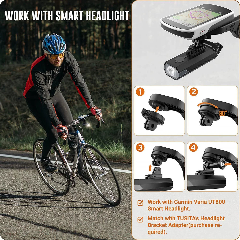 Flush Out Front Mount and Quarter-Turn to Friction Flange Mount Adapter Compatible with Garmin Edge  Bike