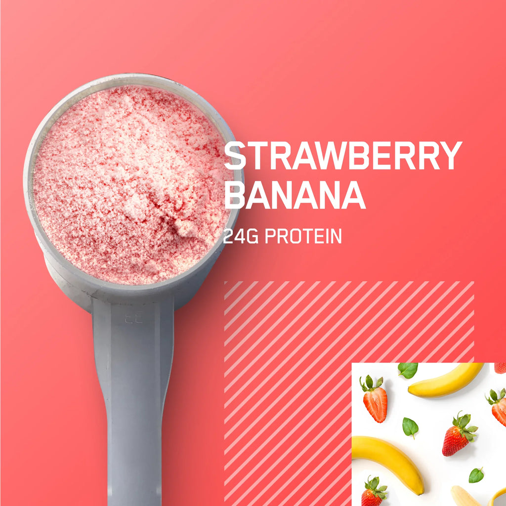 Optimum Nutrition, Gold Standard 100% Whey Protein Powder, 24 g Protein, Strawberry Banana, 2 lb, 30 Servings
