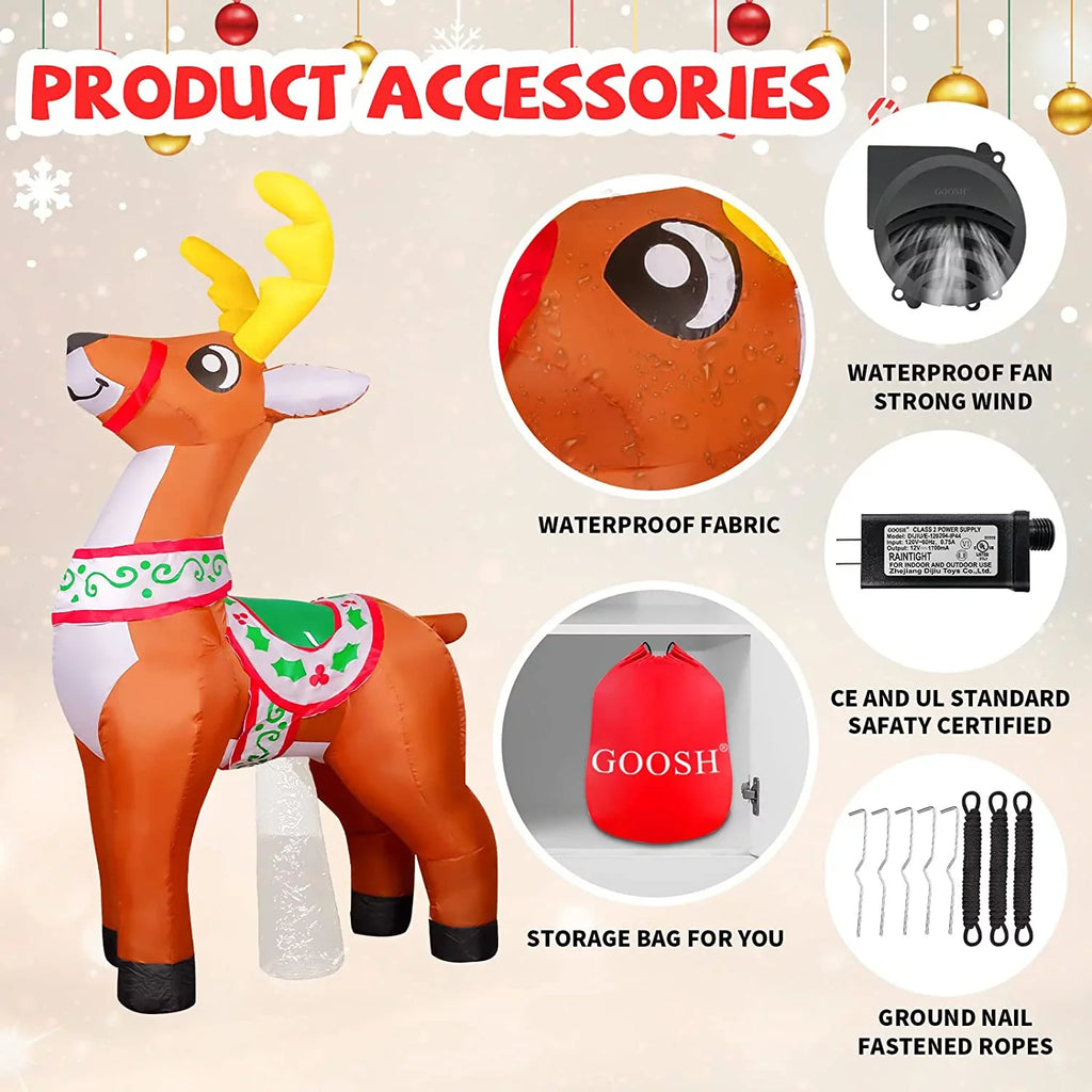 Christmas Inflatables 5.7  Reindeer Christmas Inflatable, Reindeer Inflatables Outdoor Decorations Reindeer Blow Up with  Lights, Christmas Inflatable Decorations Clearance for Xmas/Holiday