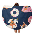 60 inch Round Beach Towel Blanket Flamingo Unicorn Swan and Sweet Donut Inflatable Swimming Pool Floats Travel Circle Circular Towels Mat Tapestry Beach Throw