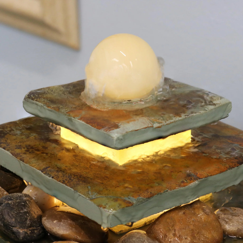 Sunnydaze Ascending Slate Tabletop Fountain with  Light - 8"