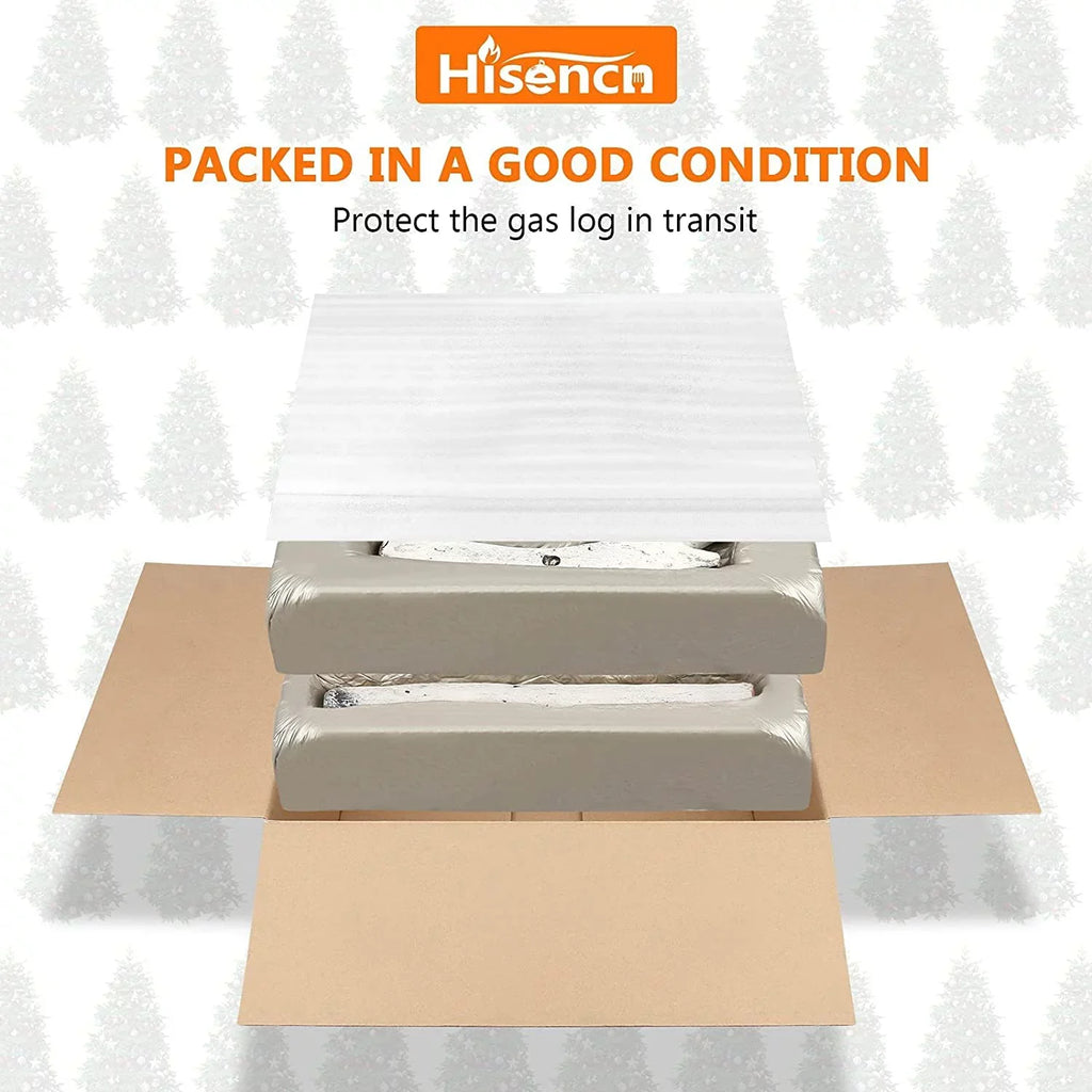 Hisencn Gas Fireplace Logs, 6 Pcs White Birch Ceramic Gas Logs for Gas Fireplace, Indoor Electric Gas Inserts, Propane, Vented, Gel, Ethanol, Indoor or Outdoor Fireplaces, Fireplace Decor