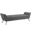 Modern Contemporary Fabric Bench , Grey, Fabric