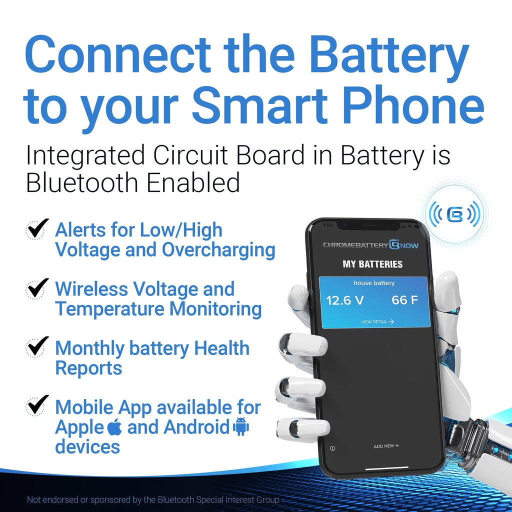 Chrome Battery Now Ytx20l-bs (20l-bs 12 Volt,18 Ah,270 Cca) Intelligent Wireless Smartphone Connectivity  Battery for Personal Watercraft - Brp (sea-doo) 1500 Gti, Gtr, Gts, Gtx, Rxt, Rxp, Wake Years (2016-2018)