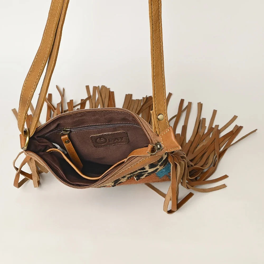 Upcycled Wool Hair-on Genuine Leather women bag western handbag purse