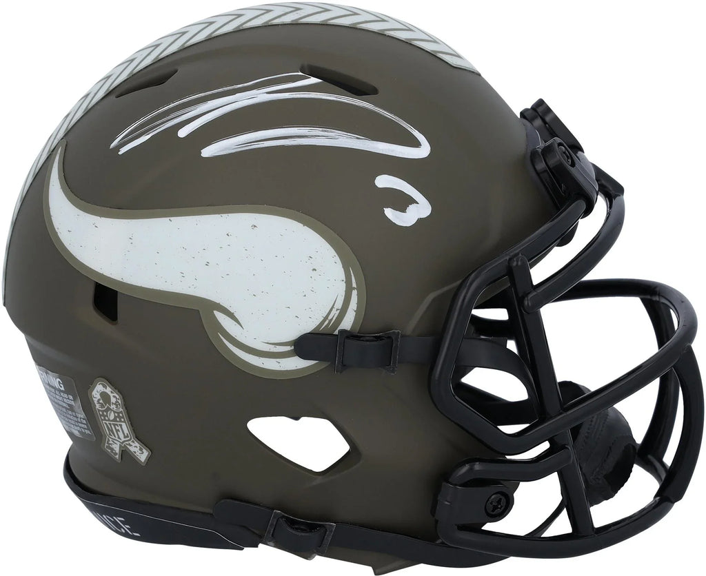 Jordan Addison Minnesota Vikings Autographed Riddell 2022 Salute to Service Speed Mini Helmet - Fanatics Authentic Certified