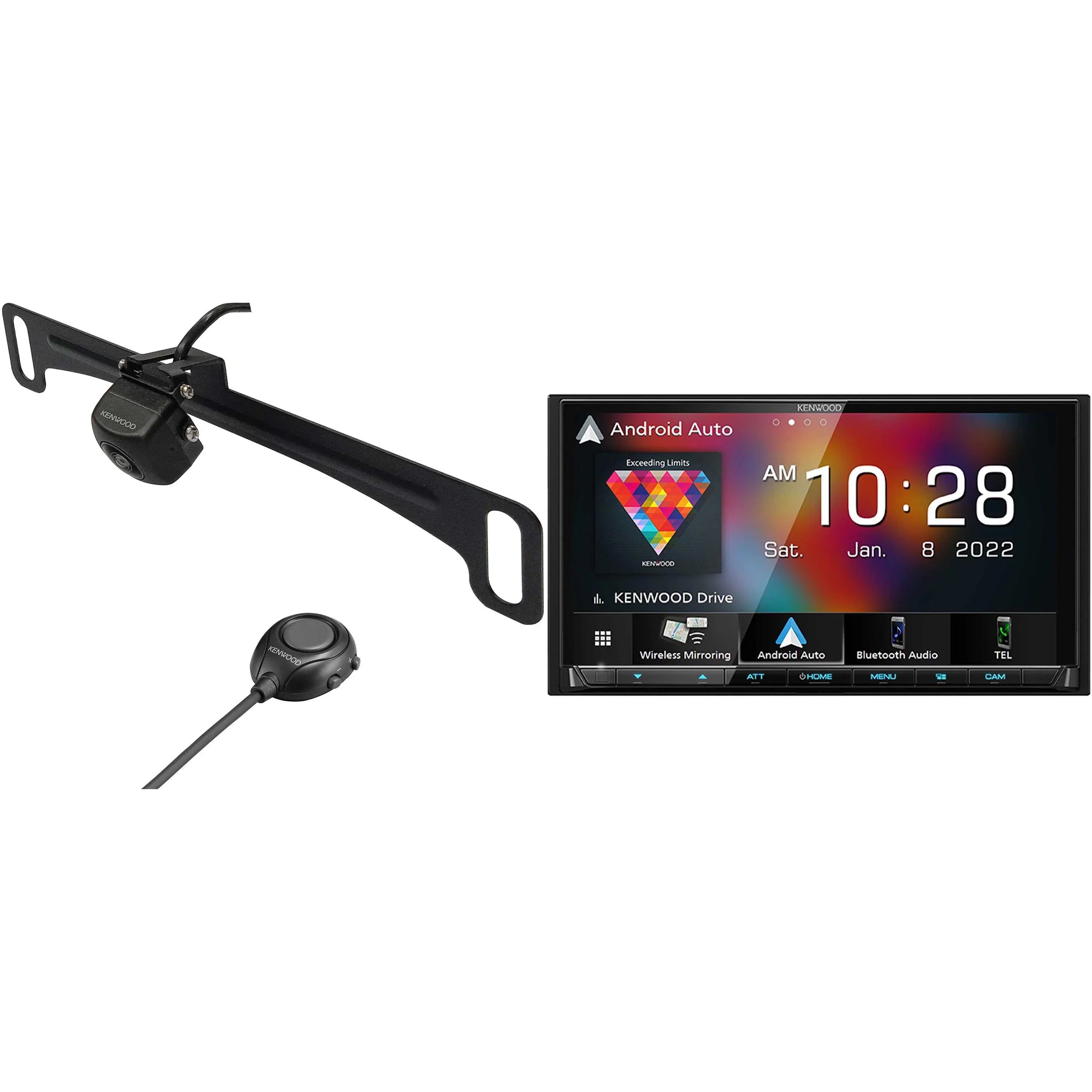 Kenwood  MultiMedia Receiver with -320LP Multi-Angle Rear View Camera with License Plate Mounting