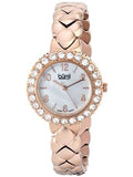 Women's  Crystal Accented Rose Gold Swiss Quartz Watch with White Mother of Pearl Dial and Rose Gold Bracelet
