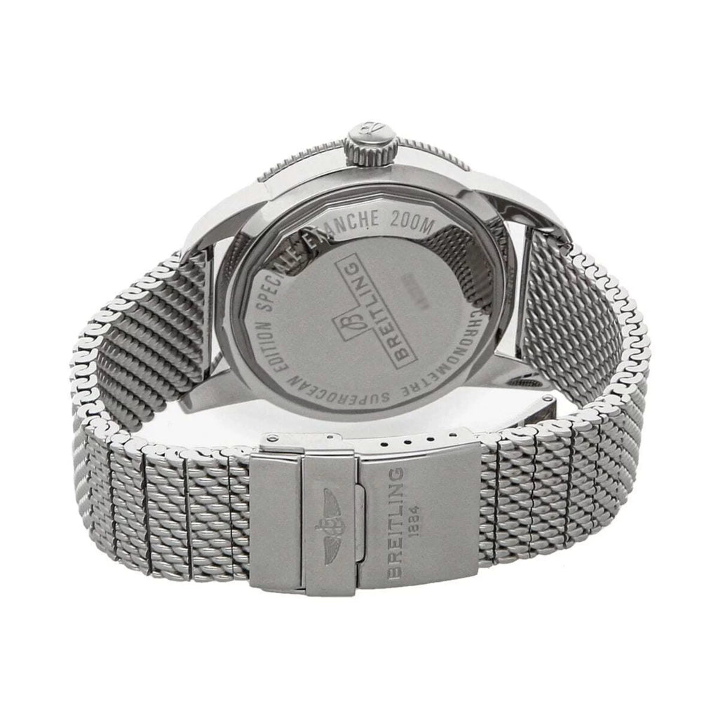 Breitling  Superocean Heritage  Black Dial Men's Stainless Steel Mesh Watch