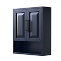 Wyndham Collection  Dark Blue Daria Over-the-Toilet Bathroom Wall-Mounted Storage Cabinet with Matte Black Trim