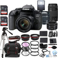 Canon  800D Rebel T7i  Camera w/- 18-55mm /4-5.6 is  Zoom Lens + 75-300mm /4-5.6  Lens +  50mm f/1.8  Lens + 128GB Memory + Case + Tripod + Filters 40pc Bundle