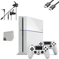 Sony PlayStation 4 Original 500GB Matte White Gaming Console With 2 Controller +  Earbuds With Microphone   Bundle Used