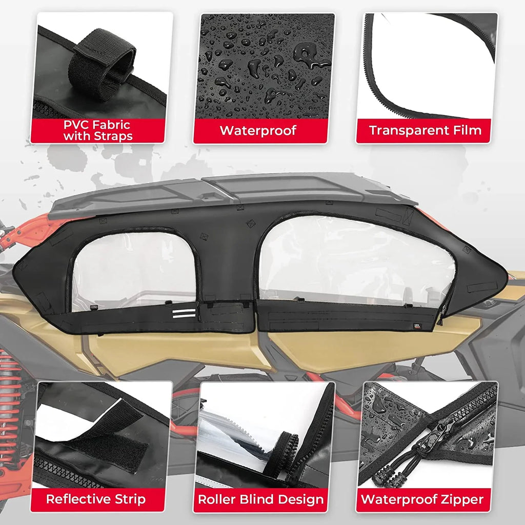 Kemimoto Soft Upper Door Set Kit,  Soft Cab Doors top Enclosure Compatible with 2017-2023 Can Am Maverick  Max 4 Seater Models