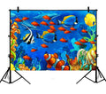 7x5ft Sea World Photography Backdrop,Underwater World Ocean Animals Fish Coral Polyester Photography Backdrop Studio Photo Props Background