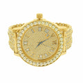 Mens Roman Numerals Watch Lab Diamond Canary Tone Stainless Steel 1 Row Bezel Custom Iced Out Band Khronos Jo Rodeo /Date