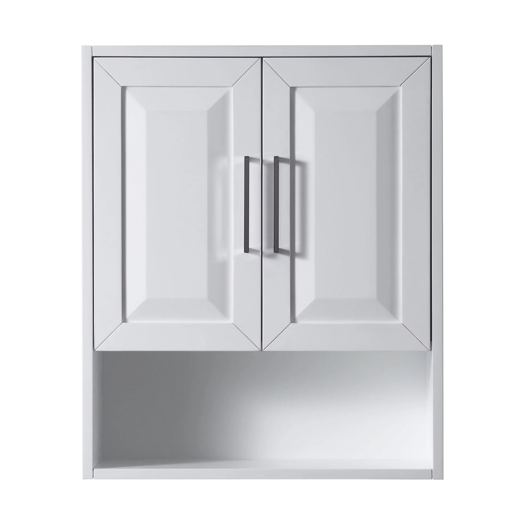 Wyndham Collection  Dark Blue Daria Over-the-Toilet Bathroom Wall-Mounted Storage Cabinet with Matte Black Trim