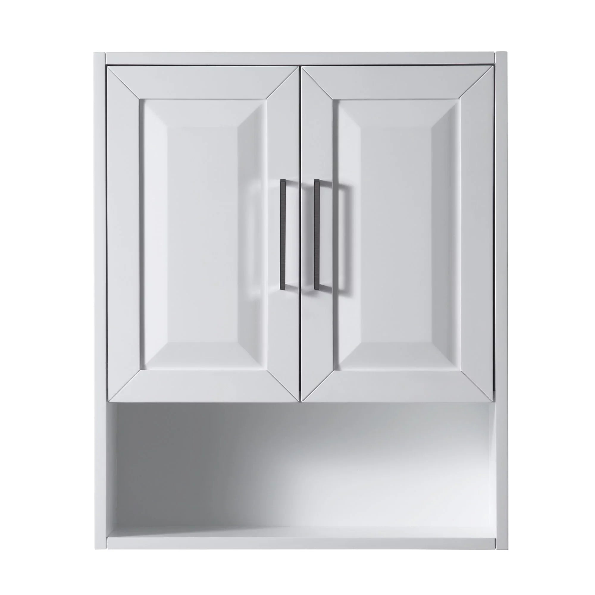 Wyndham Collection  Dark Blue Daria Over-the-Toilet Bathroom Wall-Mounted Storage Cabinet with Matte Black Trim
