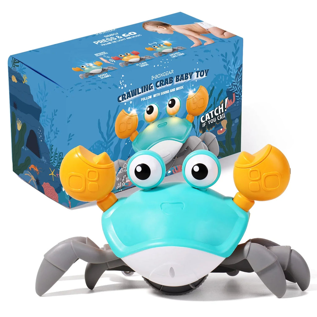 Fleur Cute And Multicolor Crawling Crab With Built-in Light & Music For Little Kids 6-12 Years And Toddlers 0-6 Months Tummy Time, Learning Crawl - Ideal Birthday, Holiday And Christmas Gift