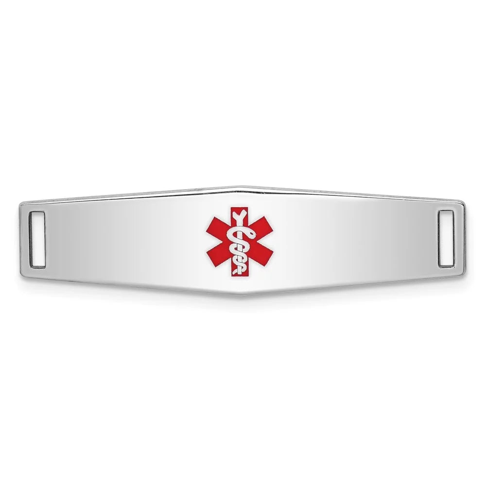 Auriga 925 Sterling Silver Medical Id Plate inch for Bracelet for Women(- 37inch, - 9mm)
