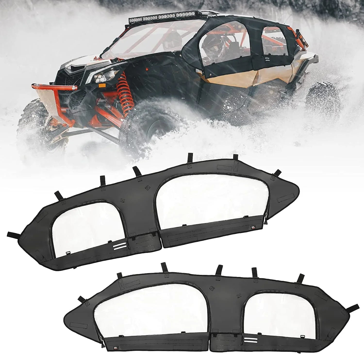 Kemimoto Soft Upper Door Set Kit,  Soft Cab Doors top Enclosure Compatible with 2017-2023 Can Am Maverick  Max 4 Seater Models