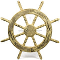Nagina International Rustic Antique Beautiful Wall Decor Handcrafted Pine Nautical Ship Wheel | Maritime Exclusive Wall Decor (30 Inches, Junky Brown)