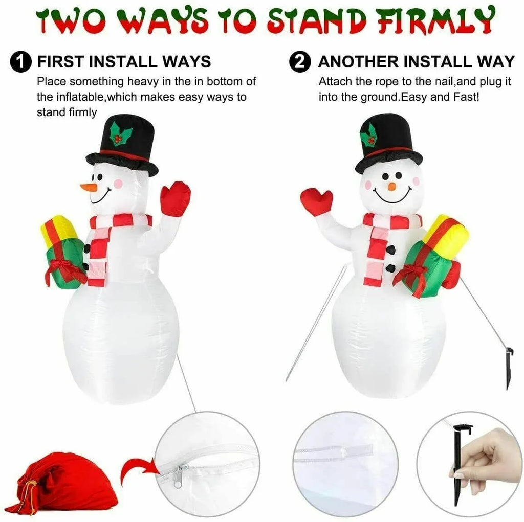 5ft Christmas Inflatables Snowman Outdoor Yard Decor with Rotating  Lights Christmas Blow Up Decoration Garden