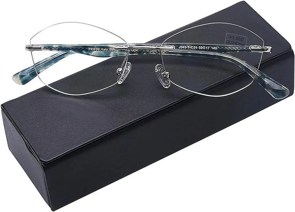 Rimless Computer Reading Glasses Blue Light Blocking Women Readers  Protect Clear Lens Ladies Fashion Designer Frame, 2.5