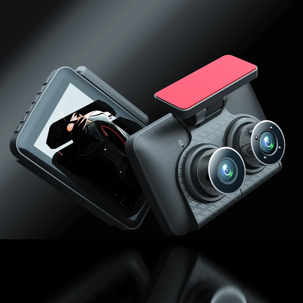 Spirastell Dash Cam,Wide Car Camera 3 Cameras Dash Car Camera Auto Car Rearview Mirror Video Wide Car Safety 4in Clear Car Dash Cam