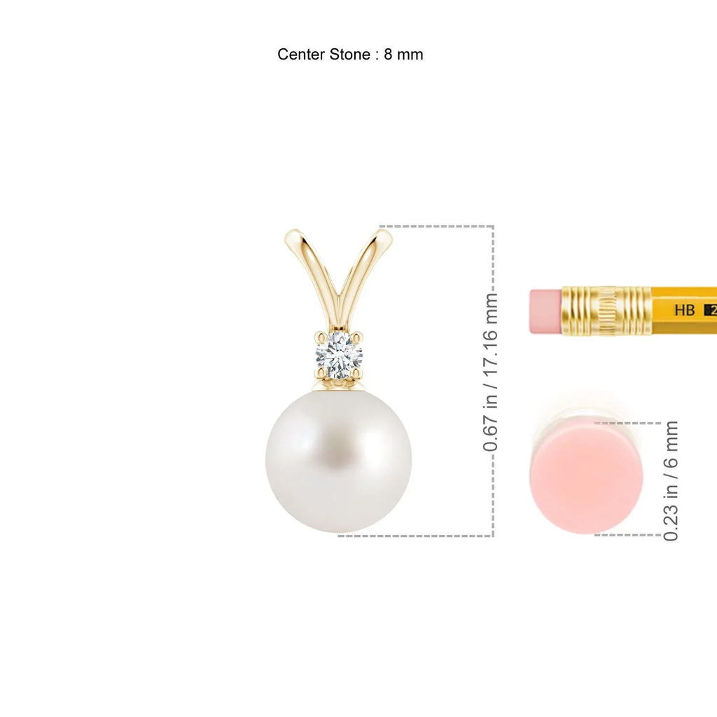 Angara South Sea Cultured Pearl -Bale Pendant Necklace for Women, Girls in 14K Yellow Gold (Grade-|Size-8mm) June Birthstone Jewelry Gifts for Her Birthday, Wedding, Engagement, Valentines Day