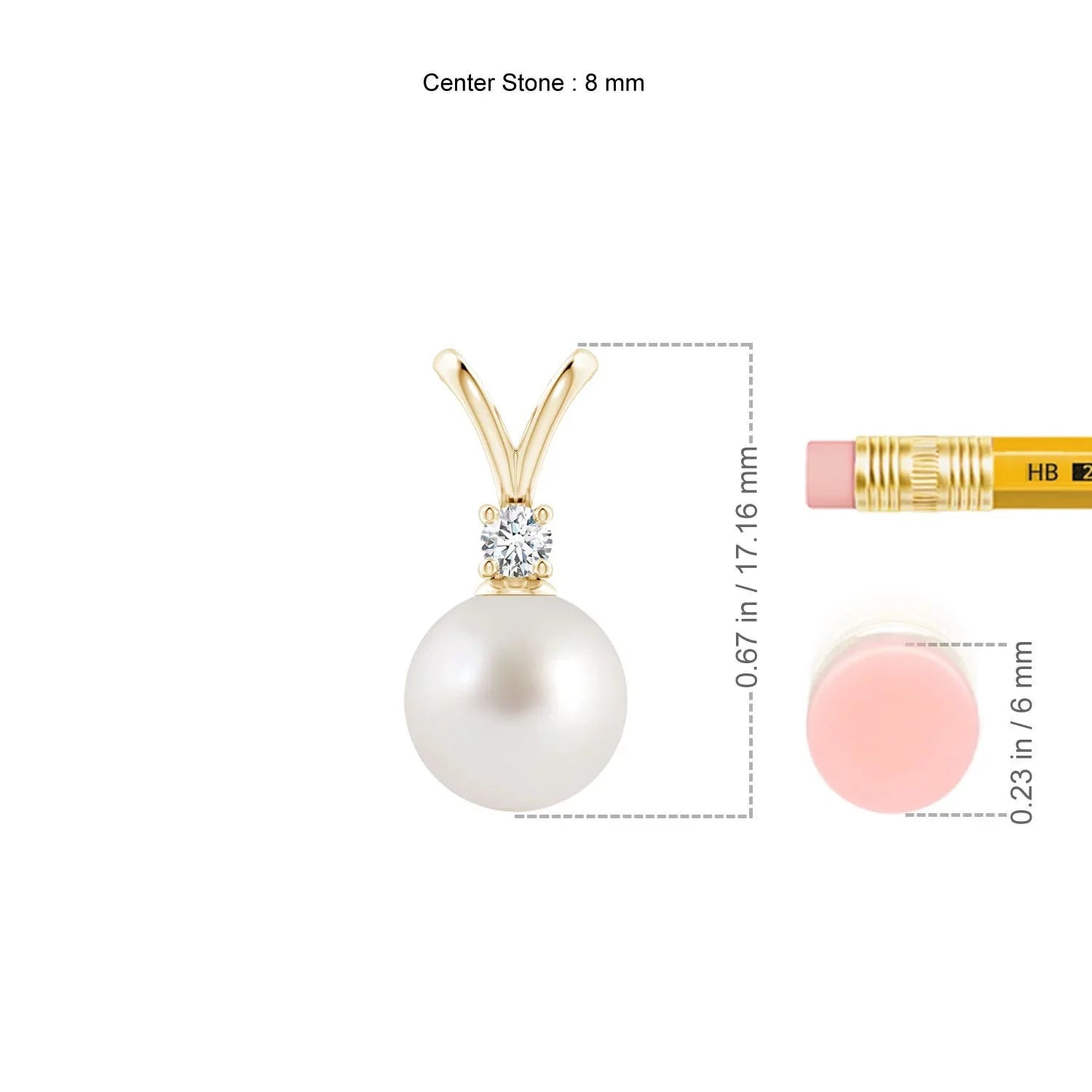 Angara South Sea Cultured Pearl -Bale Pendant Necklace for Women, Girls in 14K Yellow Gold (Grade-|Size-8mm) June Birthstone Jewelry Gifts for Her Birthday, Wedding, Engagement, Valentines Day