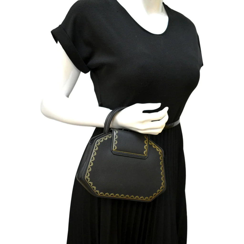 Pre-owned  Guirlande Mini Calfskin Leather Top Handle Satchel Bag Black