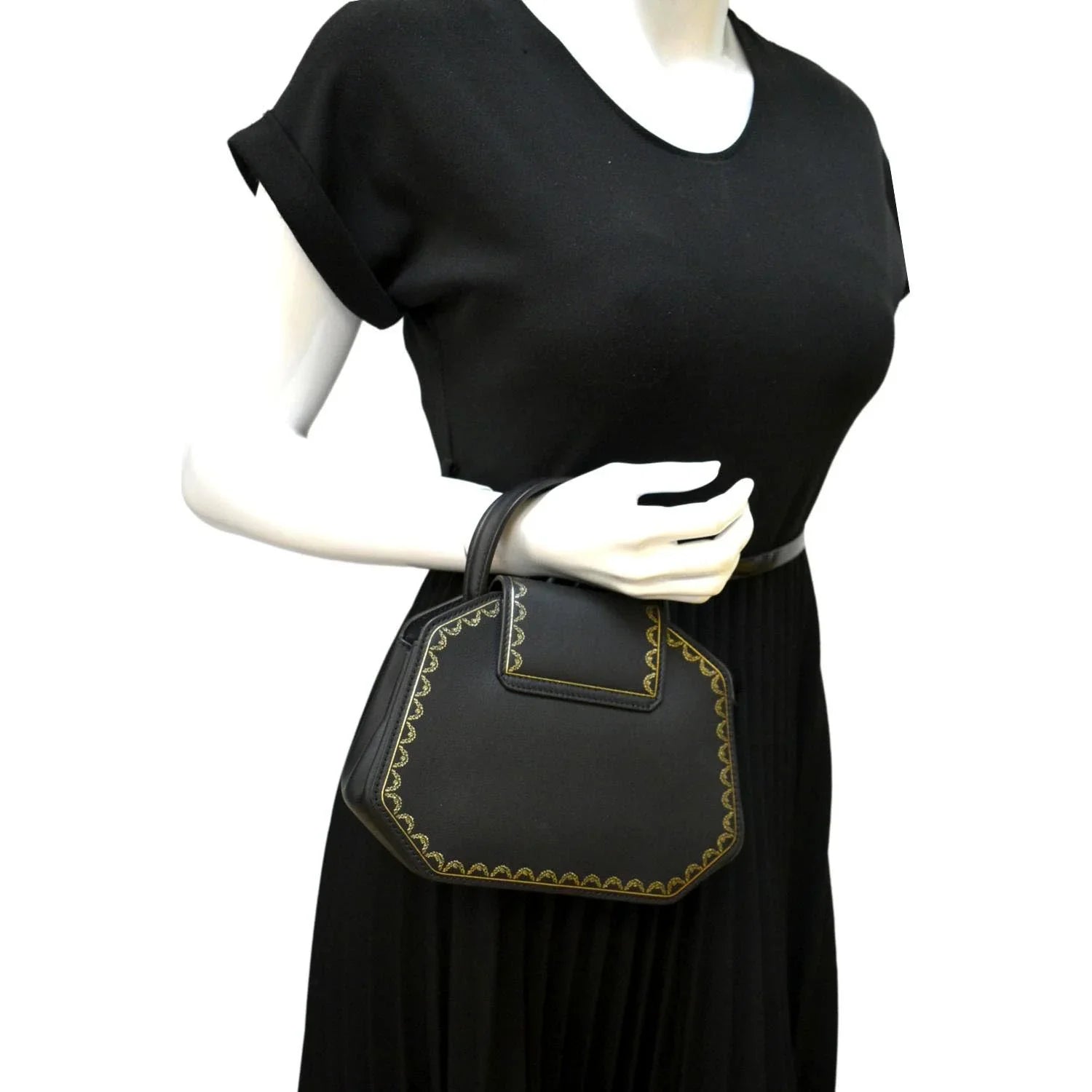 Pre-owned  Guirlande Mini Calfskin Leather Top Handle Satchel Bag Black