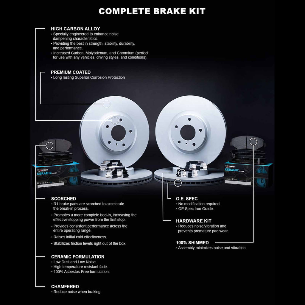 Concepts Wdwh2 59054  Concepts Brake Rotor Carbon Coated With Ceramic Pads Fits select: 2002-2003