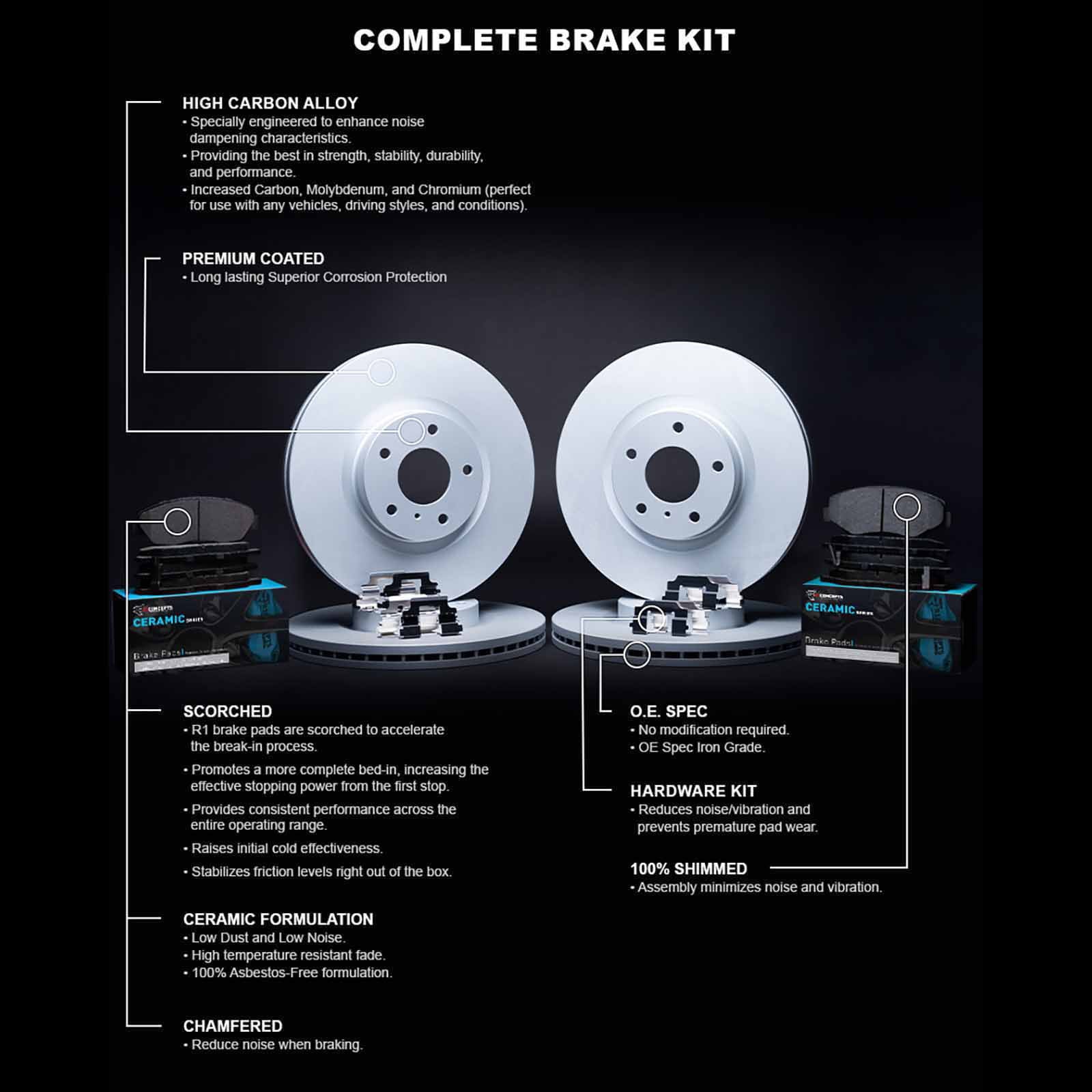 Concepts Wdwh2 59054  Concepts Brake Rotor Carbon Coated With Ceramic Pads Fits select: 2002-2003