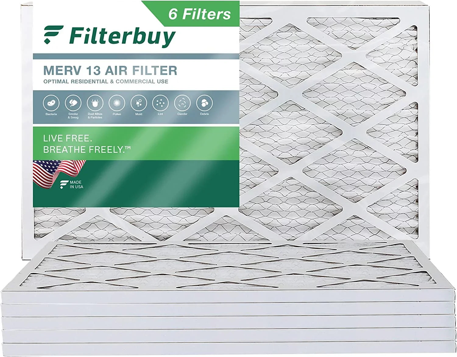 Filterbuy 14x24x1  13 Pleated   Furnace Air Filters (6-Pack)