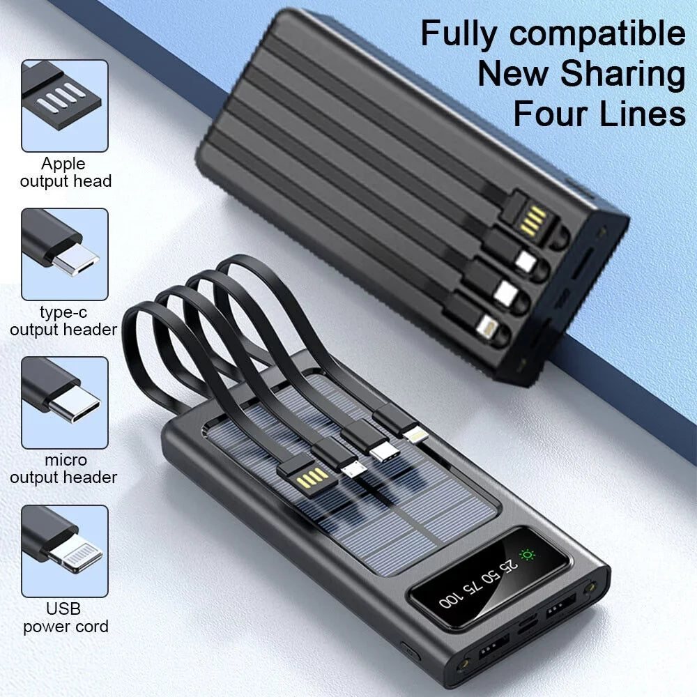 Waterproof Solar Power Bank 9000000mAh Portable External Battery Charger