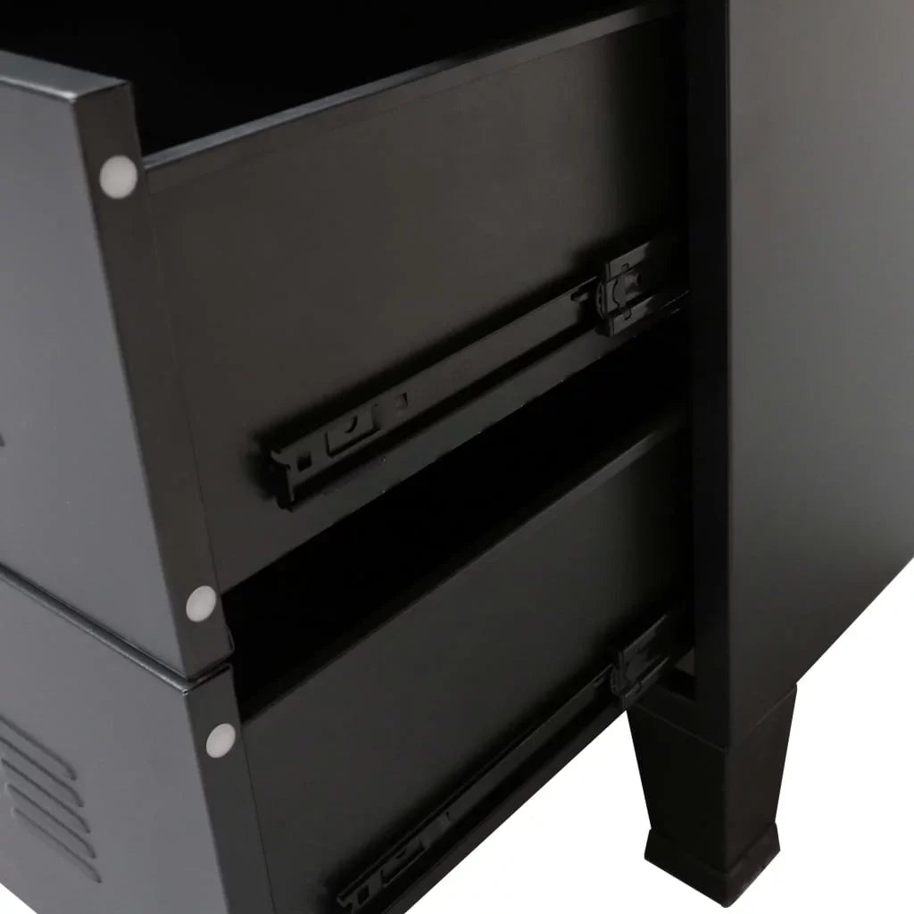 Anself Industrial Style 4 Drawer Dresser Storage Chest with Handles Metal End Side Cabinet Bedroom Living Room Entryway Hallway Furniture Decor 30.7 x 15.7 x 36.6 Inches ( x  x ) Black
