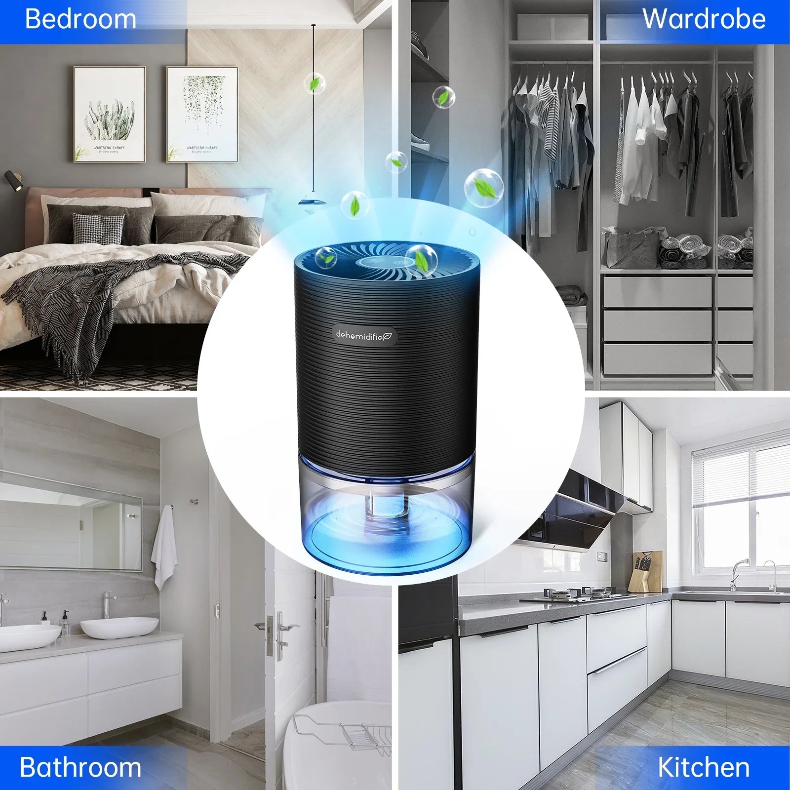 Alrocket Small Dehumidifiers for Bedroom 27oz with Auto-off,7 Colors  Light up to 215 sq.ft-Black